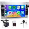 Hodozzy 【2+64G】Hodozzy Carplay Autoradio per Opel Astra Antara Vectra Corsa Zafira Meriva Vivaro Combo,7 Pollici Stereo auto Bluetooth con Android Auto/WiFi/GPS/RDS/FM/USB+Telecamera Retromarcia,Argento