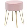 FANTASK Pouf da toeletta in velluto, poggiapiedi rotondo, pouf imbottito con gambe in metallo per toeletta, soggiorno, camera da letto (rosa)