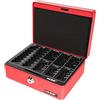 HMF 308-03 Cassetta Portavalori con Vassoio Della Moneta Euro-Rimovibile 20 x 16 x 9 cm, rosso