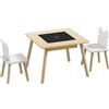 AIYAPLAY Set Tavolo 3 in 1 e 2 Sedie per Bambini con Schienale a Orsetto, Età 3-6 Anni, Colore Legno