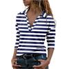 Generico Camicie Donna Manica Lunga con Stampa t Shirt Rock Band Polo Blu Donna Manica Lunga Polo Donna Manica Lunga Elegante t Shirt Rock Donna Polo da Tennis Donna Bluse Donna