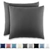 REDKEY Coppia di Federe 40 x 40 cm, Set di 2 Tessuti per Cuscino Letto, con Cerniera Nascosta, 100% Microfibra è morbida e traspirante， Grigio scuro