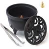BEYLAB Porta incenso in ghisa con coperchio a forma fiore di loto, versatile per qualsiasi tipo incenso, cono incenso, resine, tradizionale decorazione zen giapponese, aromaterapia e consapevolezza