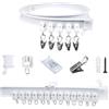 FOGAWA 1m Binario per Tende da Soffitto con 8 Clips in Ferro,Flessibile,Curvo, Binario a Soffitto PVC, Sistemi di Scorrevole Binario Tende da Doccia, Divisori per Ambienti, per Camper e Barche, Bianco