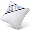 KUSNUG Cuscino in Piuma D'oca 80x80 set di 1, Imbottitura in Piume e Piumino di Alta Qualità, Tessuto 100% Cotone Biologico, Cuscini Ergonomici a 3 Camere per Hotel, Guanciale Letto Matrimoniale