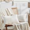 FDTERN Set di 2 Boho Federe de Cuscini per Divano 50x70 in Velluto a Coste Moderno Morbido Motivo a Croce Decorativa Copricuscini per Divano Camera da Letto,Bianco Latte