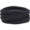 GORGECRAFT Cordino In Pelle Intrecciata Piatta Larga 10mm Cordino In Pelle PU Da 5 m Strisce In Similpelle Nera Fili In Similpelle Spessi 3mm Corda per Bracciali Cavigliere Cravatte Bolo Collane