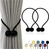 TopHomer 2 Pezzi Fermatenda Magnetici con Calamita Forte, 10 Colori, Raccolgitenda Magnetico Reggitenda per Soggiorno, Camera da Letto, Bagno e Ufficio (nero)