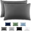 REDKEY Coppia di Federe 50 x 80 cm, Set di 2 Tessuti per Cuscino Letto, con Coperchio Ribaltabile (senza Cerniera), 100% Microfibra è morbida e traspirante，Grigio scuro