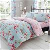 GC GAVENO CAVAILIA GAVENO CAVAILIA - Set di biancheria da letto con fiori e uccellini, con copripiumino e federa, in cotone/poliestere, colore: blu, per letto matrimoniale (200 x 200cm)