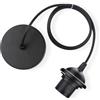 Vecys 1Pezzi E27 Lampada a Sospensione in Metallo, Portalampada a Sospensione con Cavo da 100 cm e Anello Vite, Porta Lampada da Soffitto per Bar, Caffetteria,Casa, Hotel(Nero)