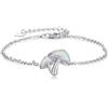 YEESIA Bracciale da donna con opale in argento sterling 925, regalo per la festa della mamma, regolabile, con ciondolo a forma di fungo, in vero opale, idea regalo per donne, mogli e mamme, 17.8+5cm