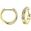 MIORE Orecchini Miore a Cerchio con Diamanti Naturali incassati in oro Giallo 14KT 585, Orecchini Classici con Fila di Brillanti Frontale ipoallergenici. Chiusura con perno passante a scatto.