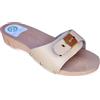 EKO FIT LEGNO: Zoccolo Donna in Legno con Tomaia in Pelle Imbottita - Classico Zoccolo Italiano da Casa o Spiaggia - Artigianato Italiano - BEIGE 36