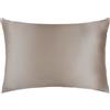 Dorian Home Federa in Seta 100% Naturale 50 x 75 cm, Federa per Cuscino Con Zip in Seta 22 Momme Alta Qualità, Anticrespo e Antietà, Protegge la Pelle e i Capelli (Tortora)