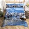 Generic Copripiumino Matrimoniale 260x240 Montagna di Neve Invernale, Set di Biancheria da Letto Paesaggio Naturale in Morbida Microfibra Stampata in 3D con Cerniera Copripiumone con 2 Federe D65