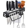 Wenrescry Ceppo Coltelli da Cucina in Acciaio Inossidabile, Porta Coltelli da Parete Multifunzionale, Antiruggine con Porta Bacchette Rimovibile, Installazione Senza Fori