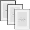 WOLTU Set di 3 Cornice Foto, Cornice 30x40cm, Portafoto da Parete, Cornici in Alluminio, Cornice Nera, Frontale Trasparente in plastica, Cornice per certificati, Quadri, BR9957sz-3