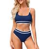 TcIFE Costume da Bagno Donna Due Pezzi - Set di Bikini Vita Alta Sexy con Push Up, Vestiti Mare Donna da Spiaggia Nero M