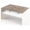 BAKAJI Tavolino Divano Tavolo Caffè da Salotto Rettangolare Design Moderno in Legno MDF e Metallo con Ripiano Inferiore Arredamento Interni Dimensione 90 x 59 x 42 cm (Bianco e quercia effetto legno)