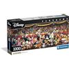 Clementoni - Puzzle 1000 Pezzi per Adulti e Ragazzi, Collection Panorama Tema Disney Orchestra, con Poster Incluso, Compact Box, Idea Regalo Made in Italy, 98x33 cm, 37067