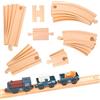 Zefphxs Trenino Legno Bambini, 20 pezzi Pista Macchinine Legno, Curvi e Dritti Pista Treno, Giocattolo Educativo Rgali per Ragazze Ragazzi 3 4 5 6 anni