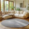 SIMPEX Tappeto Rotondo Argento 200 cm Tappeto Lavabile a Pelo Corto, Rotondo, Antiscivolo e Morbido, Design Monocromatico Moderno per Soggiorno, Camera da Letto, Cucina e Corridoio