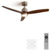 CREATE / WINDSTYLANCE/Ventilatore da soffitto con luce controllo a parete e telecomando, niquel pale legno scuro / 40W, silenzioso, Ø132 cm, 6 velocità, timer, estate-inverno, doppia altezza