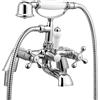 Wasserrhythm Rubinetti per vasca da bagno con attacco doccia vittoriano tradizionale telefono bagno vasca da bagno rubinetto di riempimento Deck Mounted Cross doppia maniglia doccia con maniglia