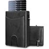FITENOUGH Portafoglio Uomo Slim Porta Carte di Credito Pop-up, Portacarte Slim con Rfid Anticlonazione, Porta Tessere Uomo con Portamonete (Pelle nera)