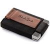 Jaimie Jacobs 'Nano Boy' Mini Portafoglio Porta Carte di Credito sottile Mini Wallet Portafoglio uomo piccolo dal design minimalista Porta tessere slim tascabile (Nero) (Marrone)