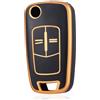 OFF WE GO Custodia Chiave Cover Chiave Guscio Chiavi per Opel Vauxhall Astra Antara Corsa Zafira Vectra Tigra B Coprichiave Macchina TPU Copri Chiavi Telecomando Auto Portachiavi, Oro Nero