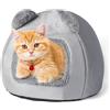 Lotvic Cuccia per Gatti, Grotta per Gatti, 40 cm Casetta per Gatti, Cuccia Semichiusa, Cuccia Gatto con Cuscino Interno Estraibile e Lavabile per Conigli, Gatti, Cani, Grigio