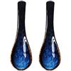 Good Life Stile Giapponese Ceramica Blu Zuppa Retro Ramen Scodella Manico Corto Minestra Cucchiaio di Famiglia Piccolo Cucchiaio di Porcellana Creativo Dolci Frutta Cucchiaio (Size : 2pcs)