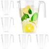 MATANA - 6 Brocche in Plastica, Caraffe Trasparenti (1,5L) - Cocktail, Limonata, Punch, Sangria, Birre e Altro - Compleanni, Matrimoni, Natale, Picnic, Barbecue, Feste - Resistenti e Riutilizzabili