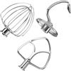 MMOBIEL Kit da 3 Pezzi in Acciaio Inox per KitchenAid 4,5-5 Quart Tilt-Head Stand Mixers Serie Artisan & Classic di MMOBIEL - K45 Frusta a 6 Fili, Frusta Piatta e Gancio - Lavabile in Lavastoviglie