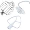 MMOBIEL Kit da 3 Pezzi per KitchenAid 4,5-5 Quart Tilt-Head Stand Mixers Serie Artisan & Classic di MMOBIEL - Alluminio K45 Frusta a 6 Fili, Frusta Piatta e Gancio - Solo Lavaggio a Mano