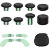 KD.FLY 13 in 1 Metal Thumbstick Kit for Xbox One Elite Series 2, Xbox Elite Controller Replacement Parts, Gaming Accessory with 6 Metal Swap Joysticks, 2 D-pads, 4 Paddles with Storage Bag,Black&Green