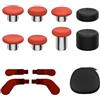 KD.FLY 13 in 1 Metal Thumbstick Kit for Xbox One Elite Series 2, Xbox Elite Controller Replacement Parts, Gaming Accessory with 6 Metal Swap Joysticks, 2 D-pads, 4 Paddles with Storage Bag, Red