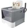 Homewell Lettiera chiusa per gatti con luce UV, vassoio estraibile, spaziosa per gatti fino a 15 kg, 48 x 37 x 38 cm (grigio, senza luce UV)