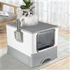 HUOLE Casa di toilette per gatti, lettiera per gatti, autopulente, paletta + cassetto per lettiera, facile da pulire, grande per gatti e conigli, anti-perdite, anti-impronte, 52 x 39 x 39 cm, grigio