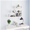 Coavain Mensola da parete, 3 pezzi, 60 x 15 x 10 cm, in legno compensato, bianco, libreria galleggiante, supporto per libri libro shelf, scaffale stretto