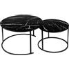 HUOLE Tavoli estraibili rotondi Set di 2 pezzi, con cornice in metallo dorato, piano in finto marmo, per soggiorno, camera da letto, ufficio, appartamento (oro) - 70 x 70 x 45 cm, nero