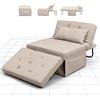 FLEXISPOT Poltrona Letto Pieghevole 3 in 1, Sedia Trasformabile con Poggiapiedi, Supporta 300 kg, Beige, 91×69×35 cm