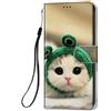 HopMore Cover a Libro per Xiaomi Mi 10T Lite 5G Cover in Pelle con Silicone Morbido Custodie Disegni Custodia Pelle Antiurto Accessori Portafoglio Leather Wallet Case - Gatto