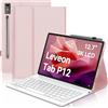 Occtingkind, Tastiera per Lenovo tab P12 2023, Custodia con Tastiera per Lenovo P12 12.7 pollici, Cover con Magnetica Staccabile Bluetooth Keyboard, Italiano layout, USB C, Rosa