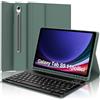WINCHKING Cover con Tastiera per Samsung Galaxy S10 FE 10.9 2025 / S9 FE 10.9 2023 / S9 11 2023, Custodia Bluetooth Rimovibile Italiana Tastiera per Samsung Tab S9 FE/S10 FE, Verde scuro