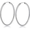 jiamiaoi Orecchini Cerchio Orecchini Donna Cerchio Argento 925 Placcato Oro Bianco 18 Carati 50mm