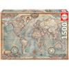 Educa - Genuine Puzzles. Mappa Politica del Mondo. Puzzle per Adulti. 1500 pezzi. Misura: 85 x 60 cm. Include colla fix puzzle. Da 14 anni (16005)