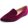 Feversole Women's Loafer Flat Pointed, Mocassini da Donna alla Moda con Punta Piatta e comode Scarpe da Ufficio da Guida Velvet Borgogna Oro 37.5EU